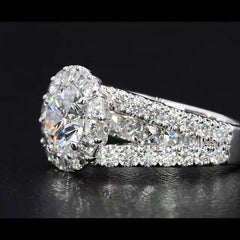 Halo Round Cut Sterling Silver Engagement Rings
