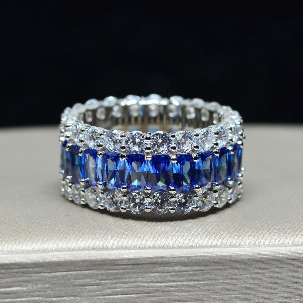 Sapphire Sterling Silver Wedding Bands