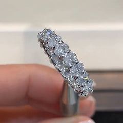 Simple Oval Cut Sterling Silver Wedding Bands