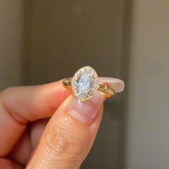 Charming Oval Cut Yellow Gold Vintage Engagement Rings