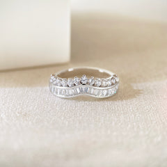 Crown 925 Silver Engagement Band Rings