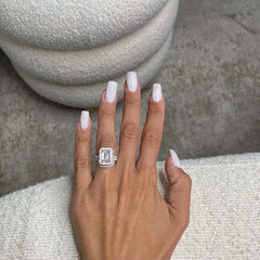 Curved Sterling Silver Emerald Cut Engagement Rings