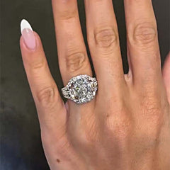 Curved Design Radiant Cut Sterling Silver Wedding Sets