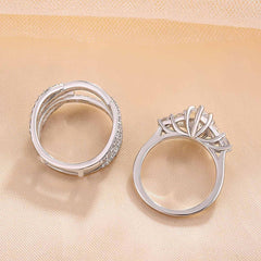 Interweaving Marquise Cut Sterling Silver Bridal Ring Sets