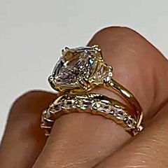 Simplicity Cushion Cut Yellow Gold Wedding Sets