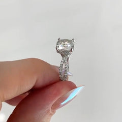 Simplicity Cushion Cut Sterling Silver Wedding Rings