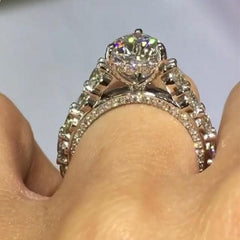 Brilliant Pear Cut Sterling Silver Wedding Rings