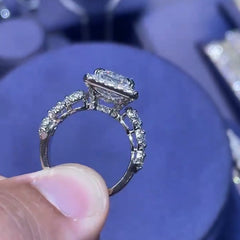 Gorgeous Radiant Cut Sterling Silver Wedding Rings