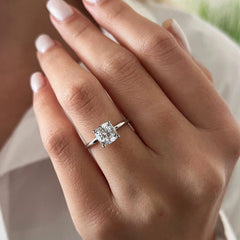 Simplicity Cushion Cut Sterling Silver Engagement Rings