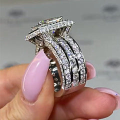 Luxury  Princess Cut Sterling Silver Engagement Rings