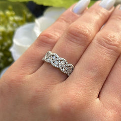 Luxury Round Cut Sterling Silver Wedding Bands
