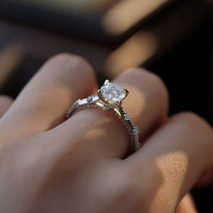 Simplicity Round Cut Sterling Silver Engagement Ring