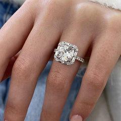 Unique Cushion Cut Sterling Silver Engagement Rings