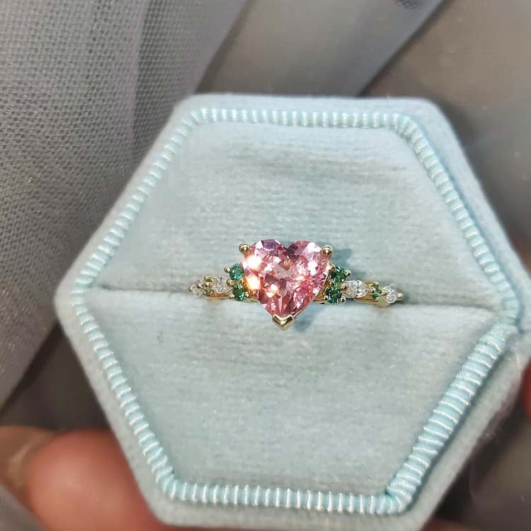 Pink Diamond Heart Cut Engagement Rings