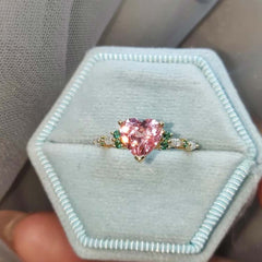 Pink Diamond Heart Cut Engagement Rings