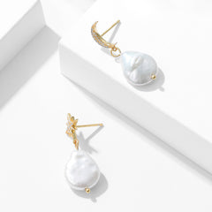 Baroque asymmetric star and moon earrings