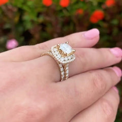 Double Halo Round Cut Sterling Silver Wedding Sets