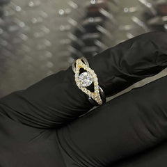 Two-Color Round Cut Sterling Silver Wedding Rings