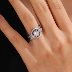 Elegant Princess Cut Sterling Silver Wedding Sets
