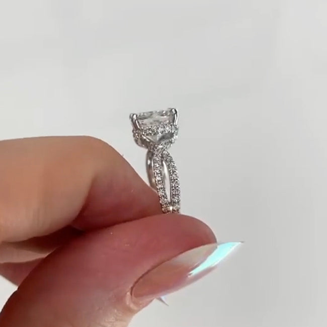 Simplicity Cushion Cut Sterling Silver Wedding Rings