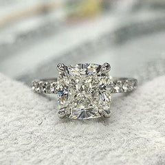 Classic Cushion Cut Sterling Silver Wedding Sets