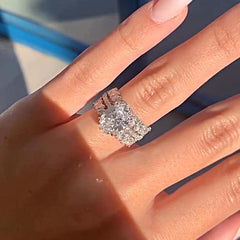 Elegance Oval Cut Sterling Silver Wedding Sets