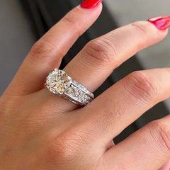 Sparkling Round Cut Sterling Silver Engagement Rings