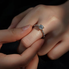 Simplicity Round Cut Sterling Silver Engagement Ring