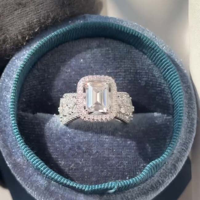 Luxurious Radiant Cut Sterling Silver Halo Engagement Rings