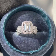 Luxurious Radiant Cut Sterling Silver Halo Engagement Rings