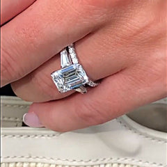 Emerald Cut Sterling Silver Classic Fashion Wedding Sets