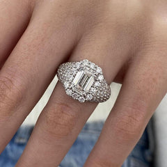 Dazzling Emerald Cut Sterling Silver Engagement Rings