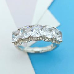 Elegance Cushion Cut Sterling Silver Wedding Bands