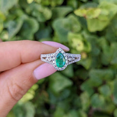Halo Pear Cut Sterling Silver Engagement Rings