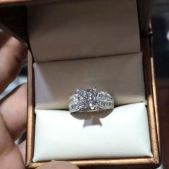 Dense Diamond Princess Cut Sterling Silver Engagement Rings