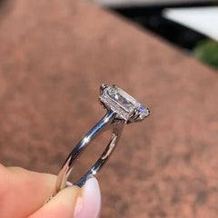 Simplicity Radiant Cut Sterling Silver Wedding Rings
