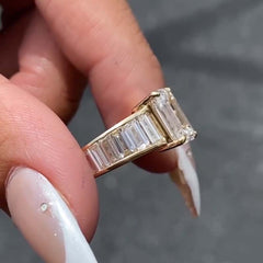 Retro Sterling Silver Emerald Cut Engagement Rings