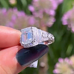 Vintage Emerald Cut Sterling Silver Engagement Rings