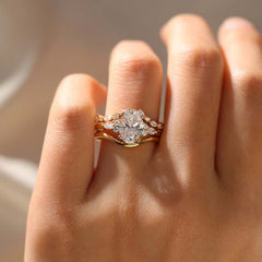 Elegant Oval Cut Yellow Gold Wedding Sets