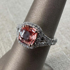 Fork Cushion Cut Sterling Silver Halo Engagement Rings