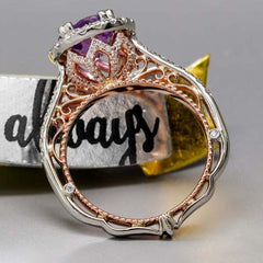 Purple Diamond Round Cut Sterling Silver Halo Engagement Rings