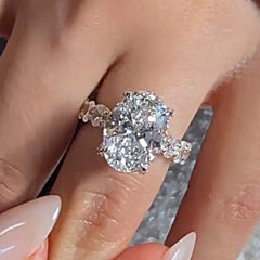 Fashion Oval Cut Sterling Silver Engagement Rings