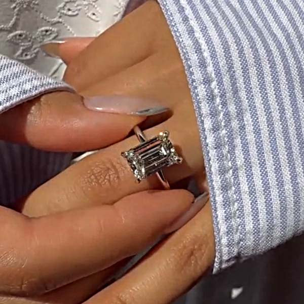 Beautiful Sterling Silver Emerald Cut Engagement Rings