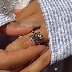 Beautiful Sterling Silver Emerald Cut Engagement Rings