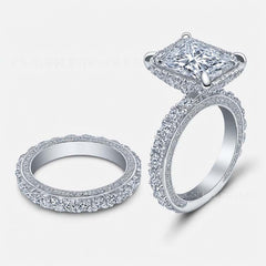 Brilliant Radiant Cut Sterling Silver Wedding Sets