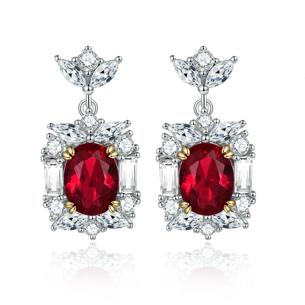 Tassel Ruby Earrings Sterling Silver Niche