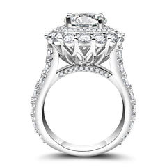 Elevated Hollow Round Cut Sterling Silver Wedding Rings