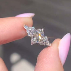 Fine Princess Cut Sterling Silver Engagement Rings