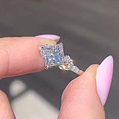 Fine Princess Cut Sterling Silver Engagement Rings