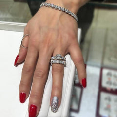 Brilliant Princess Cut Sterling Silver Wedding Sets